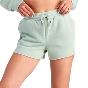 Custom <b>Top</b> Quality Oversized Cotton fleece pullover Acid Wash Cropped Hoodie and Shorts Set Two Piece Tracksuit for Women's Sets - Product Image 4