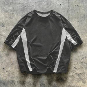 Wholesale Customizable High Street Style Blank Design <b>Men's</b> Oversized Loose Fit Short Sleeve T-Shirts 100% Worsted - Product Image 1