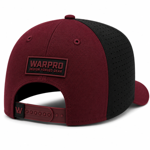 WARPRO <b>Snapback</b> <b>Cap</b> Maroon Black 6-Panel Adjustable Breathable Street Style Hat with Raised Rubber Logo - Product Image 4