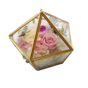 Glass Jewelry Box With Lid Polygon Shape Modern Luxury Design Hinged 1 Layer <b>Storage</b> Container For Rings And Accessories - Product Image 1