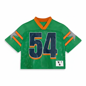 Maillot de football américain rétro en maille polyester de haute qualité, personnalisé OEM, coupe ample et courte, grande taille, été - Product Image 2