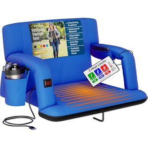 Heated <b>Reclining</b> Stadium Seat <b>Cushion</b> with Back Support for Bleachers - Product Image 1