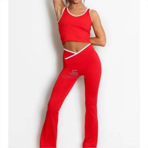 Custom Logo Solid Women <b>Workout</b> 2 Piece Set Breathable Quick Dry Stand Collar Zip <b>Jacket</b> Drawstring Wide Leg Sweatpants Gym - Product Image 3