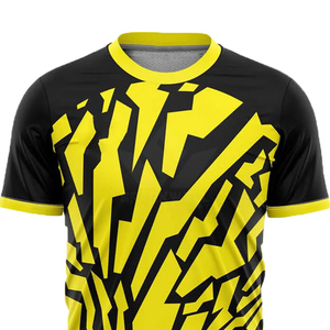 Camiseta de Fútbol para Hombre, Negra y Amarilla, Sólida, Transpirable, Talla Grande, Manga Corta, Absorbe la Humedad, Cuello Redondo, para Todas las Temporadas, Corte Regular - Product Image 5