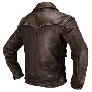 Vintage Brown Coated Genuine Leather Breathable Varsity <b>Jacket</b> Men Casual Plus Size 4XL Hooded Stand Collar <b>Slim</b> <b>Fit</b> Autumn - Product Image 4
