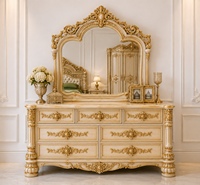 Collection de meubles de chambre à coucher de style Versailles de luxe, collection de chambre à coucher Majestic Palace sculptée à la main, lit king size de style baroque
