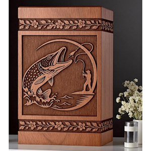 Urna Funeraria de Madera Grabada: Recuerdo Conmemorativo de Pescador Hecho a Mano por AYAANS - Product Image 1
