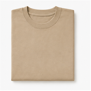 Custom Desert Tan Compact Cotton Boxy <b>Mens</b> Oversized Short Sleeve Crew Neck T-Shirt MTS-OVR-0023 - Product Image 5