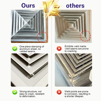 Diffuseur de plafond carré 4 voies en acier inoxydable pour système de ventilation, sortie d'air CVC, directement de l'usine