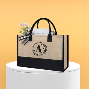 Custom <b>Printing</b> Logo Eco-friendly Rope Handle Travel Jute Tote Bag Letter Wedding Gift Bag <b>Extra</b> <b>Large</b> Beach Bag - Product Image 1