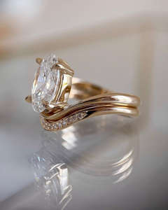 Bague de fiançailles/mariage vintage de luxe en or 14 carats unisexe taille ovale Lab Created IGI/GIA Lab Grown Diamond for Women's Anniversary - Product Image 4