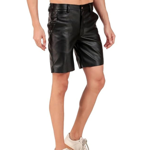 Men PU <b>Leather</b> High Street Solid Front Logo Mid Waist Button Fly Knee Length Casual Party Rave Waterproof 240g Silk Knitted - Product Image 6