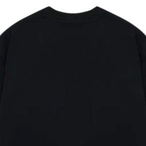 Camiseta Negra Oversize para Hombre, Manga Corta, Cuello Redondo, Algodón, Estilo Casual Urbano, Logotipo Pequeño en el Pecho, Camiseta de Verano - Product Image 4