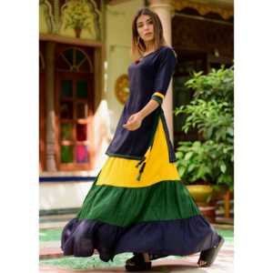 ชุดเดรสกระโปรงทรงเอลายทางหลากสีสวยงาม - Product Image 6