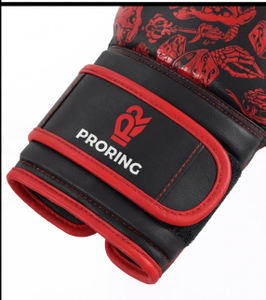 Guantes de Boxeo con Estampado de Calavera y Rosas Góticas, Negros y Rojos, de Cuero PU, para Muay Thai, Kickboxing, Entrenamiento y Sparring - Product Image 5