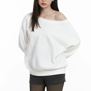 Sweat-shirt oversize en molleton de coton 360g pour femme, coupe carrée, doublure polaire, col rond, imprimé stylé, mode hiver - Product Image 1
