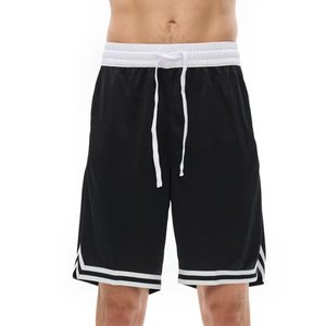 Shorts de basketball personnalisés pour hommes très demandés, respirants, athlétiques, pour la gym, le sport, décontractés, avec cordon de serrage, en maille, pour l'été, noirs - Product Image 1