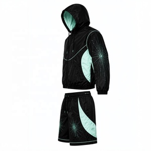 Conjunto Deportivo Unisex para Adultos, Sudadera con Capucha y Cierre, Pantalones Jogger, Diseño Color Block, Poliéster/Algodón, Ropa Deportiva de Invierno, Resistente al Viento - Product Image 5