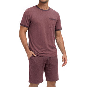 Conjunto de Camiseta y Pantalones Cortos de Verano para Hombre, Tallas Grandes, Ecológico, de Alta Calidad, Color Sólido, Cuello Redondo, Manga Corta - Product Image 2