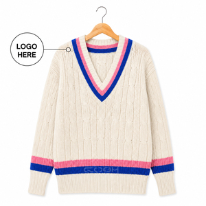 Cardigan côtelé unisexe surdimensionné Cosh International de différentes couleurs, style preppy élégant à col en V - Product Image 1