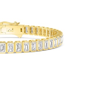 Bracelet tennis en or rose 9 carats avec diamants de laboratoire taille radiant sertis clos, 5,49 CTW - Product Image 4