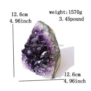 En gros, Grappe de cristaux d'améthyste naturelle, géode, pierre irrégulière violet foncé, agate Ruhi polie, Gujarat, pour décoration intérieure et pendule - Product Image 4