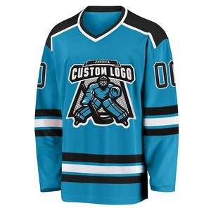 Maillot de hockey sur glace OEM 100% polyester respirant léger séchage rapide col en V à bretelles manches longues personnalisable avec nom d'équipe - Product Image 6