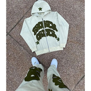 Custom 400 Gsm Sweat Suit with Acid Wash Distressed Embroidery Baggy <b>Trouser</b> and Hoodie Set Flared Tracksuit <b>for</b> <b>Women</b> - Product Image 3