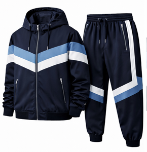 Ensemble de survêtement homme Discover-Impex 2026 bleu marine à blocs de couleur – Veste à capuche et pantalon de jogging OEM - Product Image 1