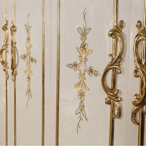 Armoire autoportante écologique de style rococo italien en acajou massif, six portes, entièrement sculptée, finition dorée, design courbé, style palais - Product Image 4