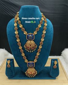 Parure de mariée ethnique traditionnelle sud-indienne de haute qualité en laiton, design déesse en zircon, plaqué or rose, pour fiançailles et mariage - Product Image 1