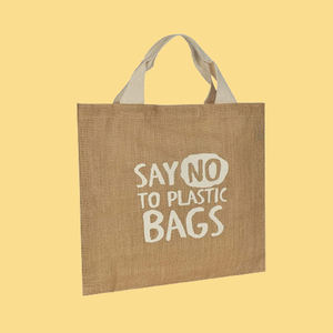casual fabric jute tote bag printed slogan reusable grocery shopper carryall beach <b>handbag</b> storage organizer travel - Product Image 6