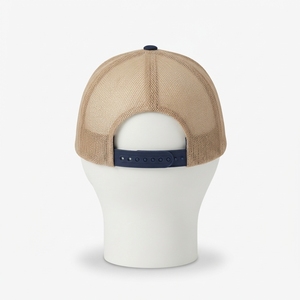 Gorra Trucker Beige y Azul Marino para Hombre, Malla Trasera, Cierre a Presión, Gorra de Béisbol con Logotipo Bordado Personalizado, Ajustable - Product Image 4