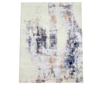 Tapis d'appoint géométrique indien fait main en laine et soie de bambou noué à la main, à poils coupés, extra épais, lavable, moderne pour la maison