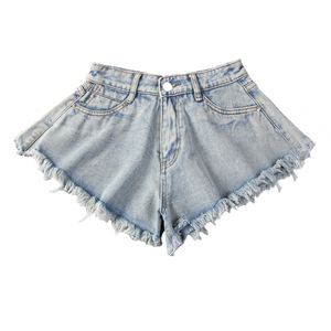 Nuevos Shorts Vaqueros de Estilo Europeo Americano para Mujer, Desgastados, de Cintura Alta, Sueltos, con Flecos y Pierna Ancha - Product Image 4