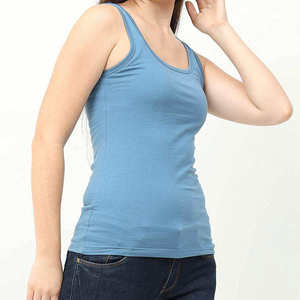 เสื้อกล้ามแขนกุดผู้หญิง สีฟ้าอ่อน คอกลม สีพื้น ความยาวปกติ - Product Image 6