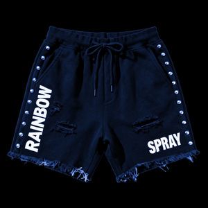 <b>Men</b> <b>Studded</b> Cotton Streetwear Shorts 220GSM High Street Elastic Waist Custom Logo Breathable Quick Dry Casual Shorts - Product Image 3