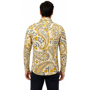 เสื้อเชิ้ตแขนยาวลายพิมพ์เพสลีย์ผ้าฝ้ายสำหรับผู้ชาย สวมใส่สบาย เหมาะสำหรับทำงานและแฟชั่น พิมพ์ลายดิจิทัล - Product Image 5