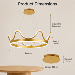 Modern Metal <b>Ring</b> Chandelier Tricolor LED Adjustable Height Gold Finish For Dining Room Living Room Restaurant - Product Image 4