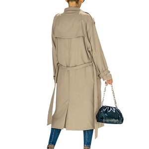 Custom Logo <b>Womens</b> Trench <b>Coat</b> Classic Lapel Belted Long Overcoat Elegant Windproof Winter Jacket Outerwear - Product Image 2