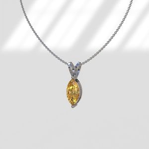 Fancy Yellow Marquise Cut Moissanite Pendant Women's Bunny Ear Bale Necklace 14K Gold Rhodium Plated Luxury IGI Certified - Product Image 4