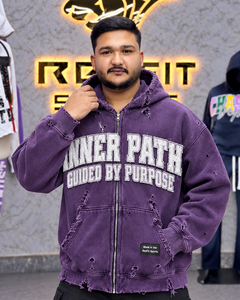 Custom Rexfit Sports Distressed Zipup Oversized Hoodie <b>Winter</b> <b>Fleece</b> Eco-Friendly Casual Streetwear Sweatshirt Long Sleeve - Product Image 2