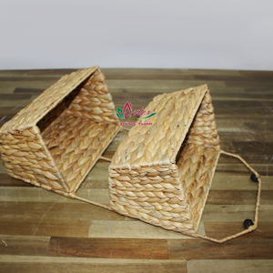 Organisateur de panier de rangement mural à deux niveaux tissé à la main écologique en jacinthe d'eau pour la maison et le bureau - Product Image 2