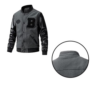 Chaqueta Varsity Casual para Hombre, Talla Grande, Cuello Redondo, Tejida, Transpirable, Reversible, Impermeable, de Lana y Viscosa, Estilo Universitario - Product Image 2