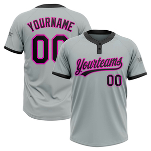 Camiseta de Béisbol Sublimada Personalizada, Gris, Negra y Naranja, Manga Corta, Cierre de Botones, Nombre y Número del Equipo Personalizados, Camiseta de Softbol para Hombre - Product Image 3