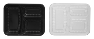 Black Plastic 3-Compartment <b>Takeaway</b> Food <b>Container</b> Disposable Minimalist Design - Product Image 4