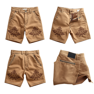 Pantalones Cortos Casuales de Lujo para Hombre, Color Beige Arena, Bordados, Ropa Premium, OEM, ODM - Product Image 1