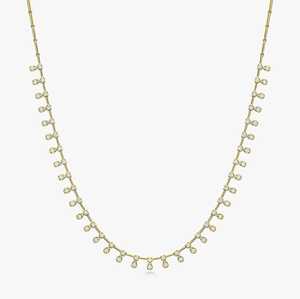 Diamond Station Dangle Tennis Necklaces Lobster clasp Bezel Set Tear Drop Layering <b>Choker</b> Wholesale Custom 14k 18k Solid Gold - Product Image 1