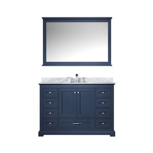 Blu navy 48 pollici. L X 22 Pollici Mobile bagno singolo con piano in marmo di Carrara e 46 pollici Specchio con Set di Rubinetti Inclusi - Product Image 1