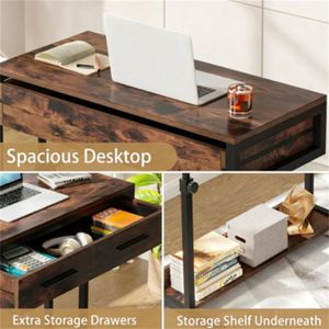 Scrivania da Ufficio Mobile con Altezza Regolabile e Cassetti, Scrivania Portatile per Computer - Product Image 4